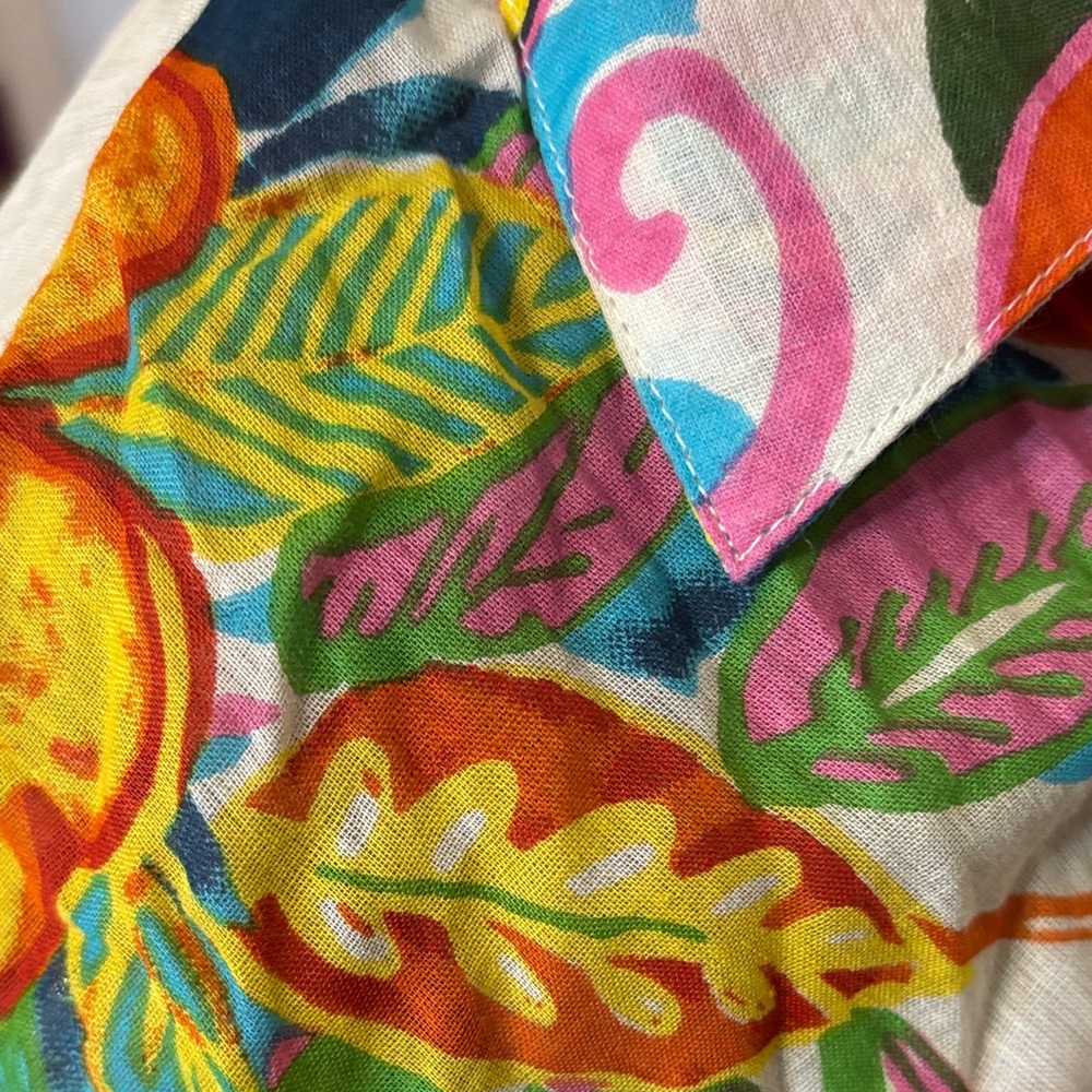 Orange Fashion Village Floral Tunic - White with Blue Green, Orange & Pink NWT - Picture 6 of 12